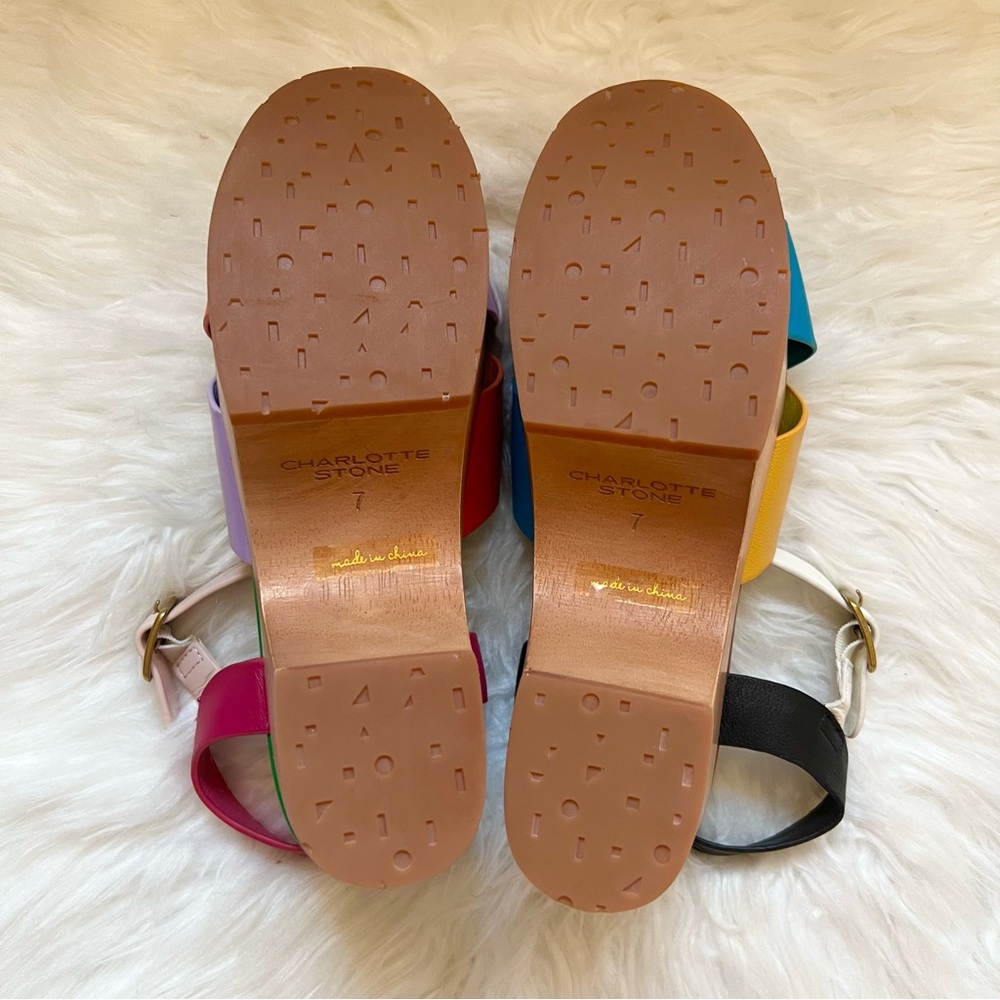 New! CHARLOTTE STONE Dermot Chunky Platform Clog Sandals in Confetti - Picture 14 of 16